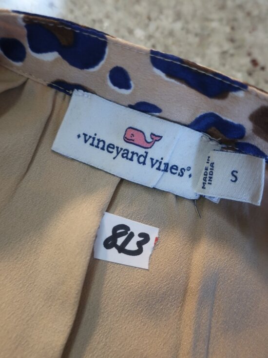 Womens Vineyard Vine Tan Blue (Item- 813) Leopard Print Tiered Mini Dress S - Picture 11 of 11